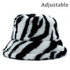 Winter Cow Leopard Faux Fur Fluffy Bucket Hats Women Outdoor Warm Hat-Bucket Hats-Arimonz-black white Zebra-Arimonz