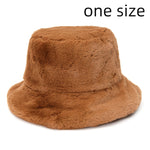 Winter Cow Leopard Faux Fur Fluffy Bucket Hats Women Outdoor Warm Hat-Bucket Hats-Arimonz-caramel-Arimonz