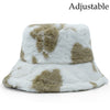 Winter Cow Leopard Faux Fur Fluffy Bucket Hats Women Outdoor Warm Hat-Bucket Hats-Arimonz-cow khaki-Arimonz