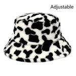 Winter Cow Leopard Faux Fur Fluffy Bucket Hats Women Outdoor Warm Hat-Bucket Hats-Arimonz-cow pattern B-Arimonz