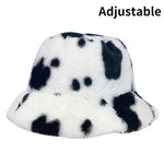 Winter Cow Leopard Faux Fur Fluffy Bucket Hats Women Outdoor Warm Hat-Bucket Hats-Arimonz-cow pattern C-Arimonz