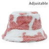 Winter Cow Leopard Faux Fur Fluffy Bucket Hats Women Outdoor Warm Hat-Bucket Hats-Arimonz-cow pink-Arimonz