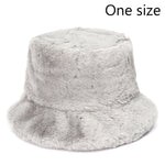 Winter Cow Leopard Faux Fur Fluffy Bucket Hats Women Outdoor Warm Hat-Bucket Hats-Arimonz-grey-Arimonz