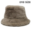 Winter Cow Leopard Faux Fur Fluffy Bucket Hats Women Outdoor Warm Hat-Bucket Hats-Arimonz-khaki-Arimonz