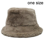 Winter Cow Leopard Faux Fur Fluffy Bucket Hats Women Outdoor Warm Hat-Bucket Hats-Arimonz-khaki-Arimonz
