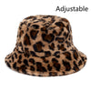 Winter Cow Leopard Faux Fur Fluffy Bucket Hats Women Outdoor Warm Hat-Bucket Hats-Arimonz-khaki Leopard-Arimonz