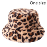 Winter Cow Leopard Faux Fur Fluffy Bucket Hats Women Outdoor Warm Hat-Bucket Hats-Arimonz-Leopard-Arimonz