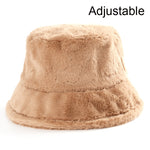 Winter Cow Leopard Faux Fur Fluffy Bucket Hats Women Outdoor Warm Hat-Bucket Hats-Arimonz-Light Khaki-Arimonz