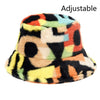 Winter Cow Leopard Faux Fur Fluffy Bucket Hats Women Outdoor Warm Hat-Bucket Hats-Arimonz-Rainbow numbers-Arimonz