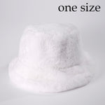 Winter Cow Leopard Faux Fur Fluffy Bucket Hats Women Outdoor Warm Hat-Bucket Hats-Arimonz-white-Arimonz
