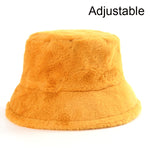 Winter Cow Leopard Faux Fur Fluffy Bucket Hats Women Outdoor Warm Hat-Bucket Hats-Arimonz-yellow-Arimonz