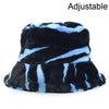 Winter Cow Leopard Faux Fur Fluffy Bucket Hats Women Outdoor Warm Hat-Bucket Hats-Arimonz-Zebra blue-Arimonz