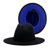 Winter Fedora Hats For Women Fashion Flat Wide Brim Wool Felt Hats-Winter Hats-Arimonz-Black Dark Blue-Arimonz