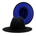 Winter Fedora Hats For Women Fashion Flat Wide Brim Wool Felt Hats-Winter Hats-Arimonz-Black Dark Blue-Arimonz