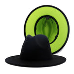 Winter Fedora Hats For Women Fashion Flat Wide Brim Wool Felt Hats-Winter Hats-Arimonz-Black Green-Arimonz