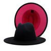 Winter Fedora Hats For Women Fashion Flat Wide Brim Wool Felt Hats-Winter Hats-Arimonz-Black Red Inside-Arimonz