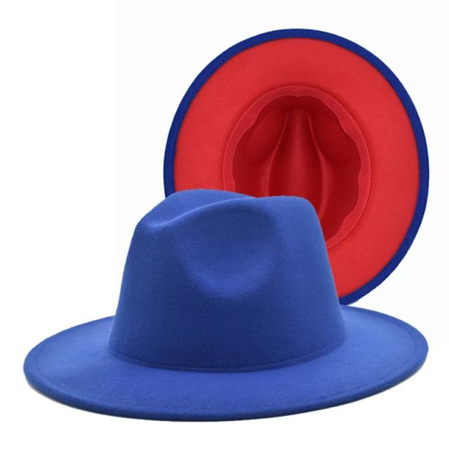 Winter Fedora Hats For Women Fashion Flat Wide Brim Wool Felt Hats-Winter Hats-Arimonz-Blue-Arimonz