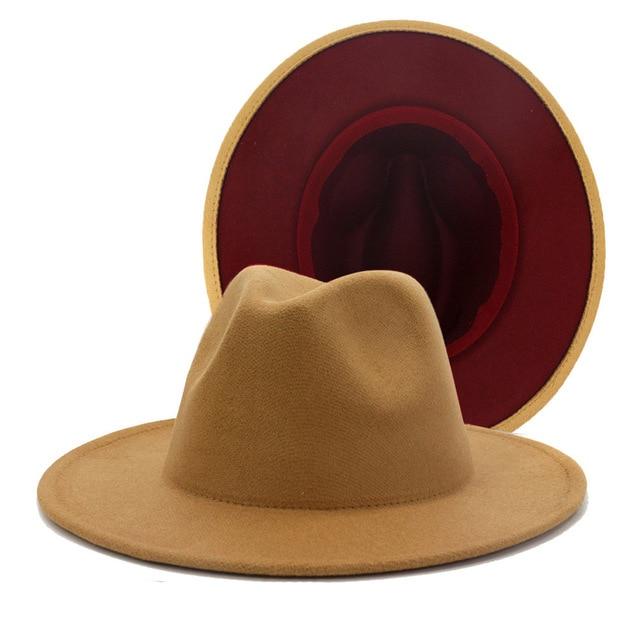 Winter Fedora Hats For Women Fashion Flat Wide Brim Wool Felt Hats-Winter Hats-Arimonz-Brown-Arimonz