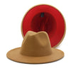 Winter Fedora Hats For Women Fashion Flat Wide Brim Wool Felt Hats-Winter Hats-Arimonz-Brown Red-Arimonz