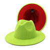 Winter Fedora Hats For Women Fashion Flat Wide Brim Wool Felt Hats-Winter Hats-Arimonz-Green Red-Arimonz