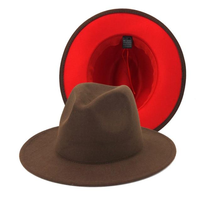 Winter Fedora Hats For Women Fashion Flat Wide Brim Wool Felt Hats-Winter Hats-Arimonz-Light Brown-Arimonz