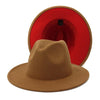Winter Fedora Hats For Women Fashion Flat Wide Brim Wool Felt Hats-Winter Hats-Arimonz-Light Brown Red-Arimonz