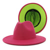 Winter Fedora Hats For Women Fashion Flat Wide Brim Wool Felt Hats-Winter Hats-Arimonz-Pink Green-Arimonz
