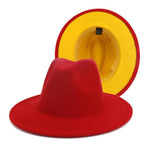 Winter Fedora Hats For Women Fashion Flat Wide Brim Wool Felt Hats-Winter Hats-Arimonz-Red Yellow-Arimonz
