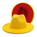 Winter Fedora Hats For Women Fashion Flat Wide Brim Wool Felt Hats-Winter Hats-Arimonz-Yellow Red-Arimonz