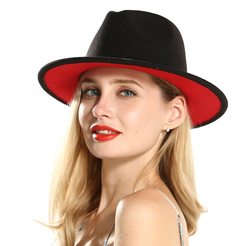 Winter Fedora Hats For Women Fashion Flat Wide Brim Wool Felt Hats-Winter Hats-Arimonz-Arimonz