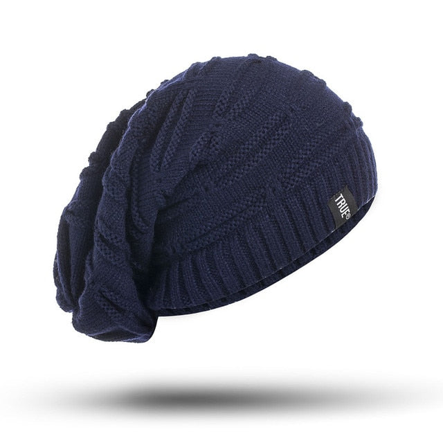 Winter Hat Long Size Knitted Cap High Quality Casual Beanie For Women-Winter Hats-Arimonz-Navy Blue-Arimonz