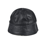 Winter Hats For Women Black PU Bucket Hat Streetwear Plus Velvet Caps-Bucket Hats-Arimonz-Arimonz