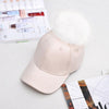 Winter Hats - Women Baseball Cap Winter Corduroy Suede Baseball Hat With Pompom
