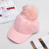 Winter Hats - Women Baseball Cap Winter Corduroy Suede Baseball Hat With Pompom