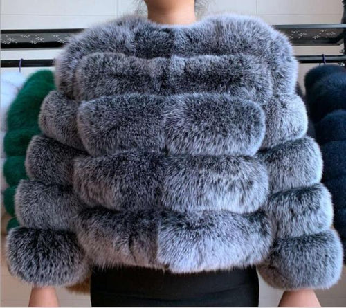 Winter Jacket Big Fluffy Artificial Faux Fur Coat Thick Warm Outerwear-Fuzzy Jackets-Arimonz-Black White-S-Arimonz