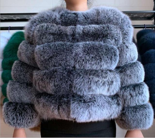 Winter Jacket Big Fluffy Artificial Faux Fur Coat Thick Warm Outerwear-Fuzzy Jackets-Arimonz-Black White-S-Arimonz