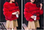 Winter Jacket Big Fluffy Artificial Faux Fur Coat Thick Warm Outerwear-Fuzzy Jackets-Arimonz-Red-S-Arimonz