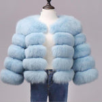 Winter Jacket Big Fluffy Artificial Faux Fur Coat Thick Warm Outerwear-Fuzzy Jackets-Arimonz-Sky Blue-S-Arimonz