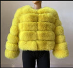 Winter Jacket Big Fluffy Artificial Faux Fur Coat Thick Warm Outerwear-Fuzzy Jackets-Arimonz-Yellow-S-Arimonz