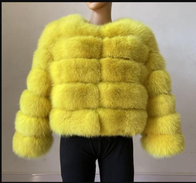 Winter Jacket Big Fluffy Artificial Faux Fur Coat Thick Warm Outerwear-Fuzzy Jackets-Arimonz-Yellow-S-Arimonz