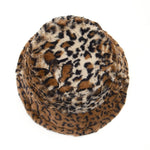 Winter Leopard Faux Fur Bucket Hat Women Thick Warm Fisherman Hat-Bucket Hats-Arimonz-Arimonz