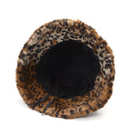 Winter Leopard Faux Fur Bucket Hat Women Thick Warm Fisherman Hat-Bucket Hats-Arimonz-Arimonz