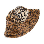 Winter Leopard Faux Fur Bucket Hat Women Thick Warm Fisherman Hat-Bucket Hats-Arimonz-Arimonz