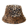 Winter Leopard Faux Fur Bucket Hat Women Thick Warm Fisherman Hat-Bucket Hats-Arimonz-Arimonz