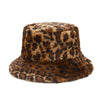Winter Leopard Faux Fur Bucket Hat Women Thick Warm Fisherman Hat-Bucket Hats-Arimonz-Arimonz