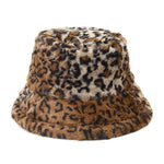 Winter Leopard Faux Fur Bucket Hat Women Thick Warm Fisherman Hat-Bucket Hats-Arimonz-White-Arimonz