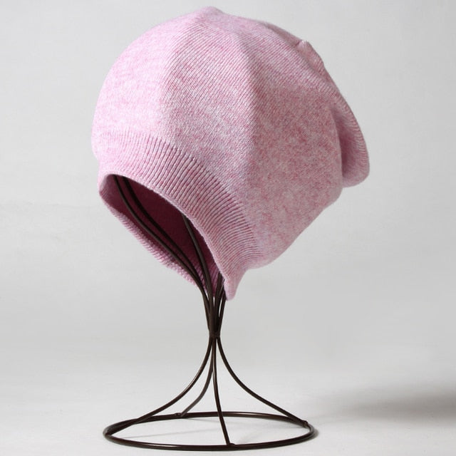 Winter Solid Color Real Cashmere Beanies Best Matched Beanies-Winter Hats-Arimonz-light purple-without pompom-Arimonz