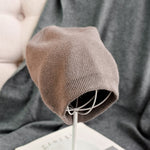 Winter Solid Color Real Cashmere Beanies Best Matched Beanies-Winter Hats-Arimonz-taupe-without pompom-Arimonz