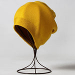 Winter Solid Color Real Cashmere Beanies Best Matched Beanies-Winter Hats-Arimonz-yellow-without pompom-Arimonz