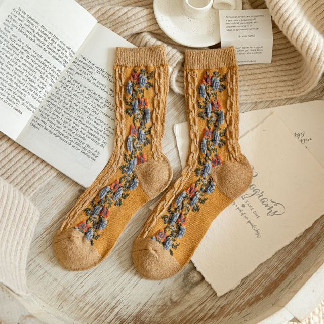Winter Thick Keep Warm Woman Socks Cashmere Wool Thermal Cute Socks-Socks & Tights-Arimonz-Ginger Yellow-Arimonz